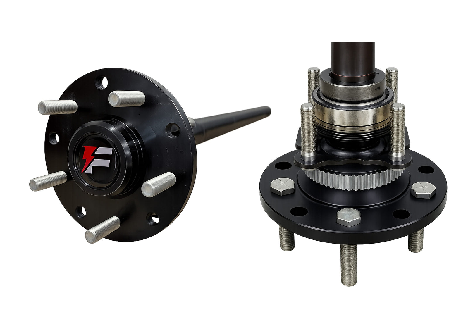 Dana 44 JK Non-Rubicon 30 Spline Chromoly Rear Axle Shaft Kit with Timken Bearings and Wheel Studs.