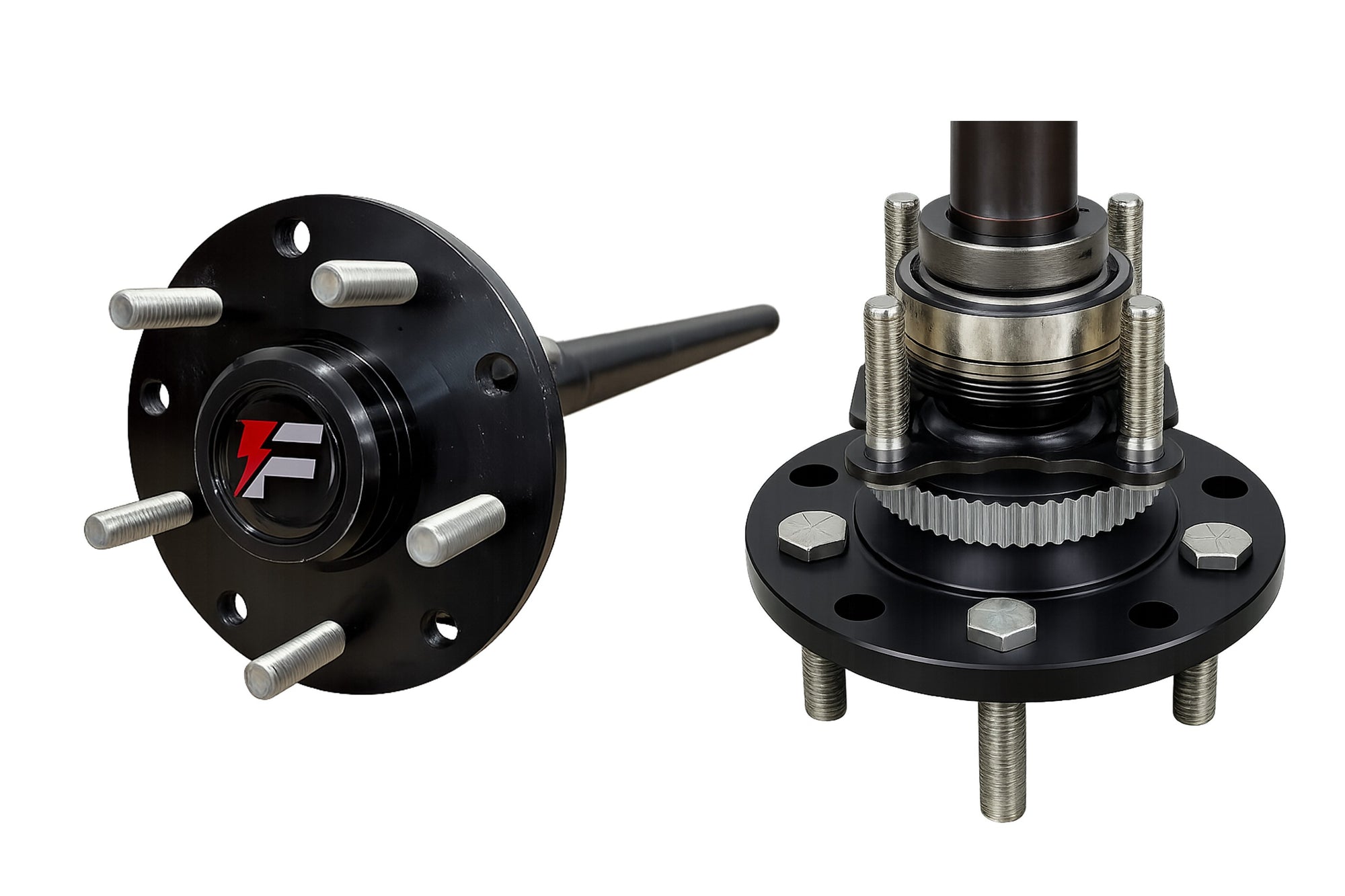 Dana 44 JK Non-Rubicon 30 Spline Chromoly Rear Axle Shaft Kit with Timken Bearings and Wheel Studs.