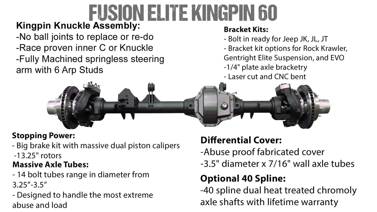 Fusion Elite Kingpin 60 | Elite 60 Full Float for Jeep Wrangler JL - fusion4x4