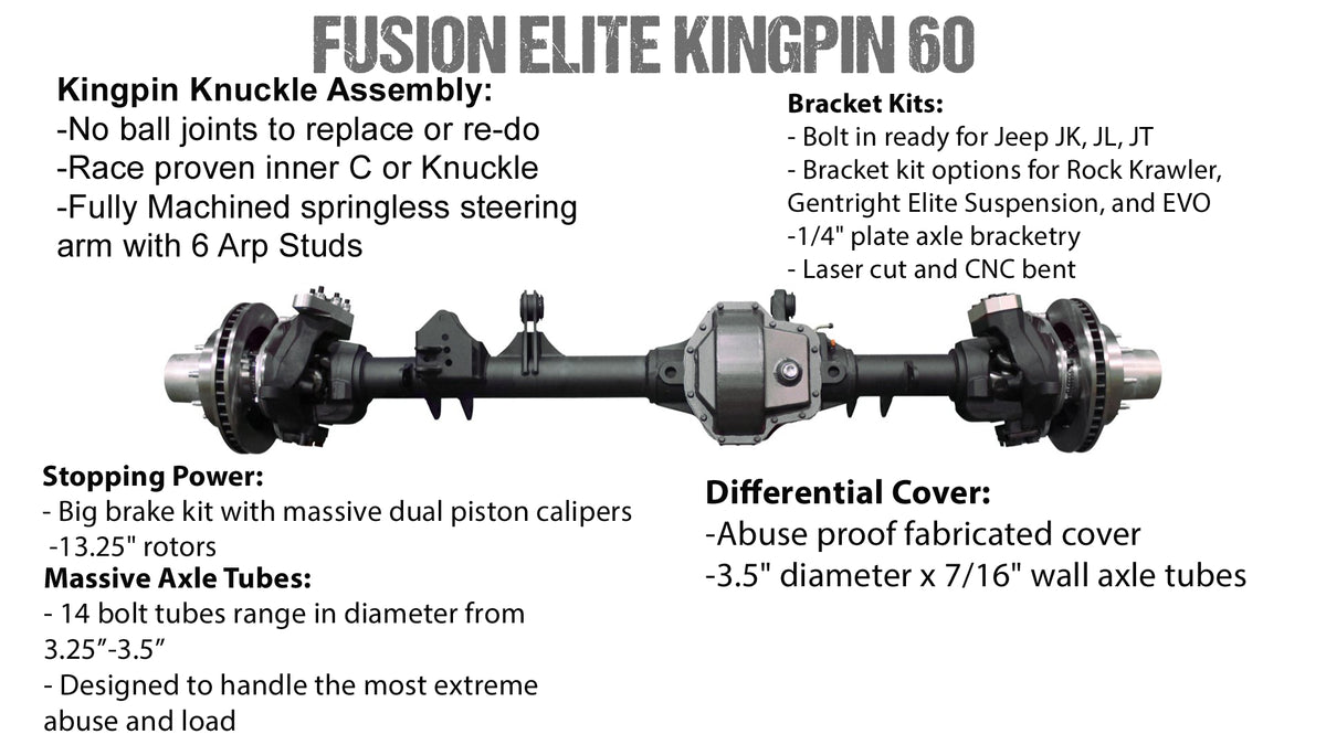 Fusion Elite Kingpin 60 | Elite 80 - 40 Spline for Jeep Wrangler JL - fusion4x4