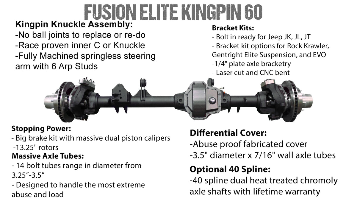 Fusion Elite Kingpin 60 | Elite 60 Full Float for Jeep Wrangler JK - fusion4x4